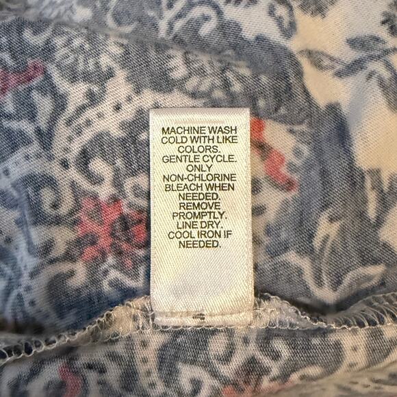 Cato Patchwork Top Shirt Braid Trim Cream Blue Large - Picture 8 of 10